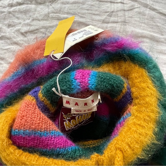 Marni Brushed Fuzzy Wuzzy Mohair Striped Hoodie Sweater - Picture 5 of 6